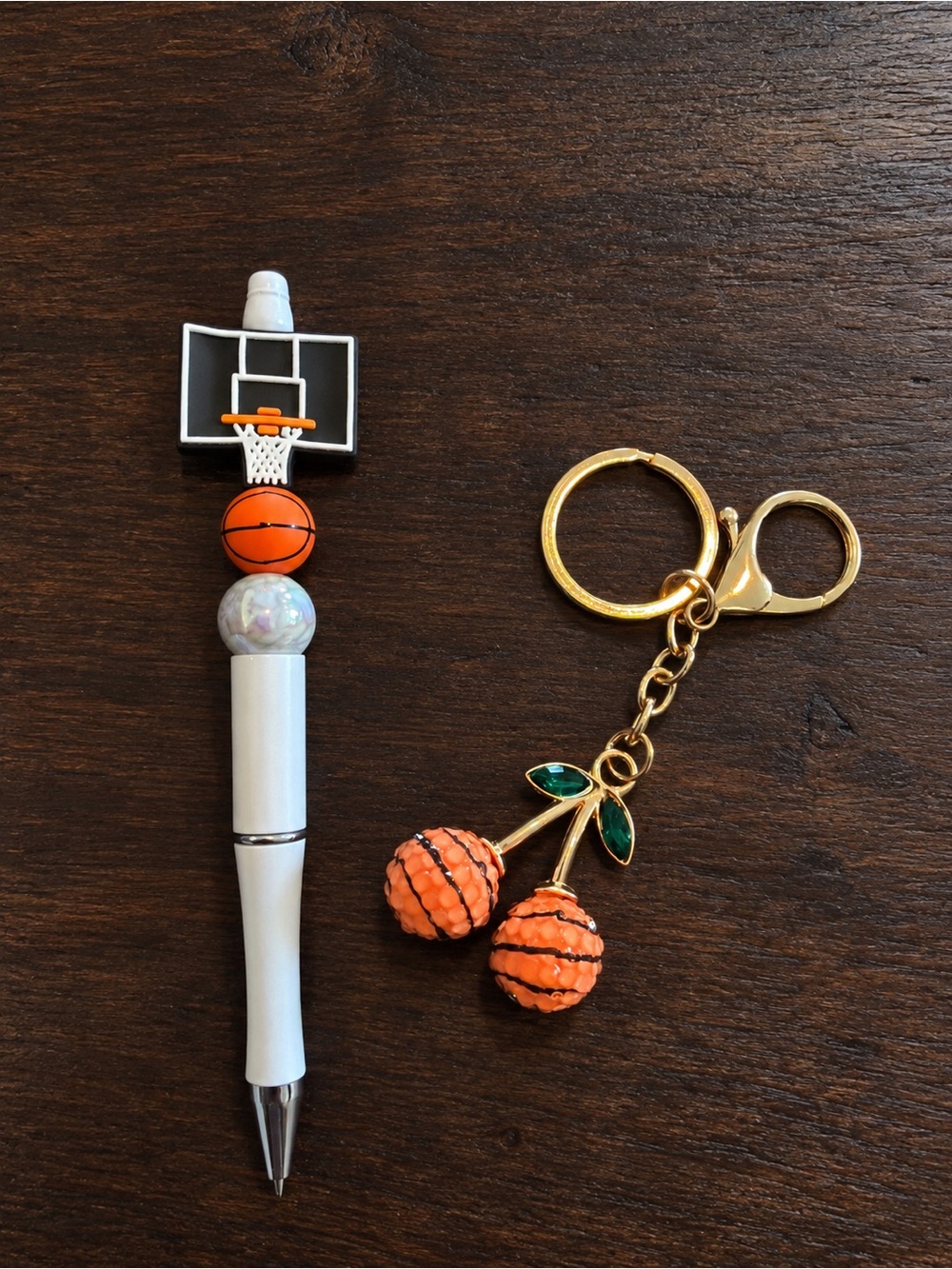 Basketball Pen & Basketball Cherry Keychain Set – Cute Sports Gift